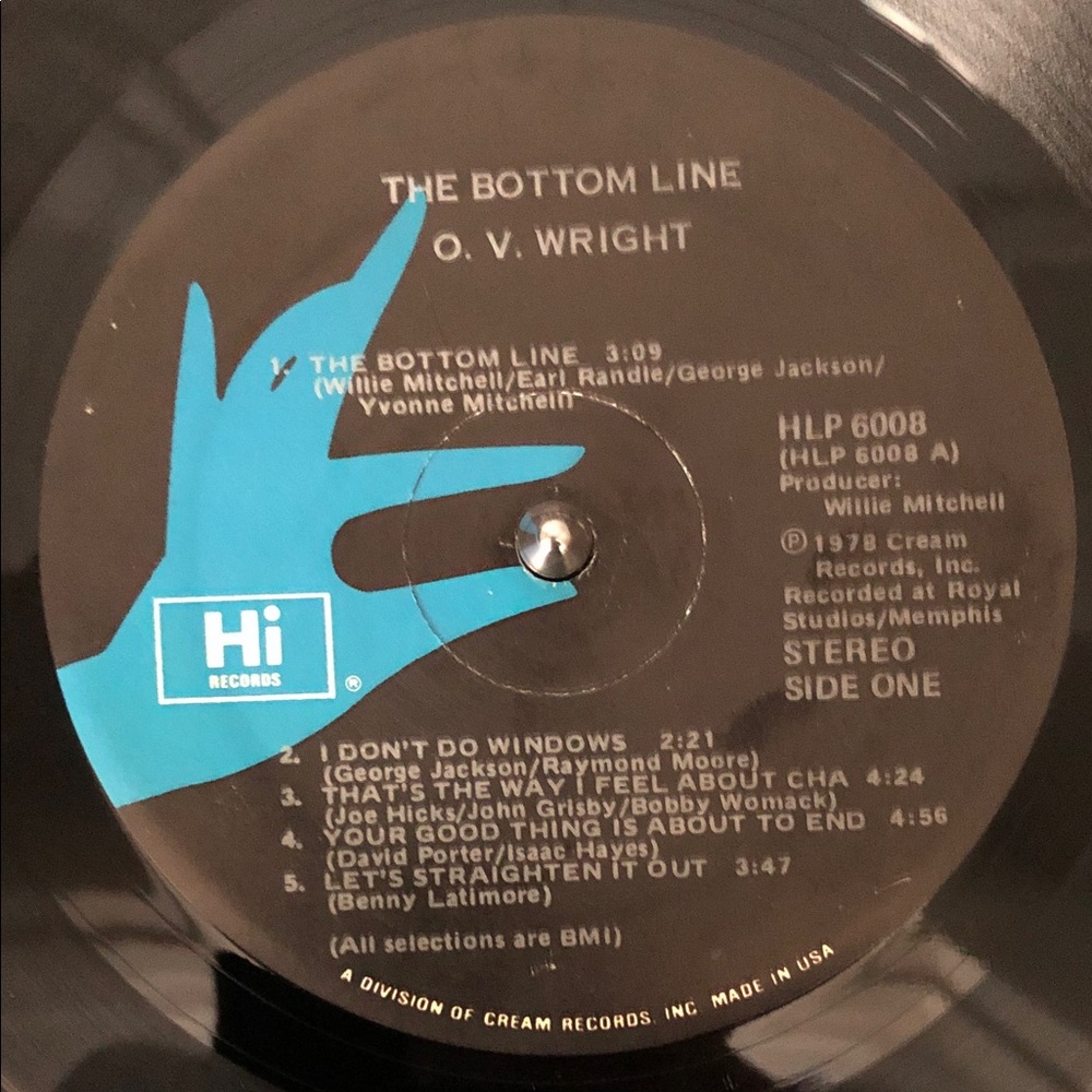 O.V. Wright ‘The Bottom Line’ Vinyl Album 1978